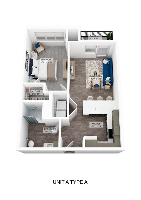 a 1 bedroom floor plan  unit a